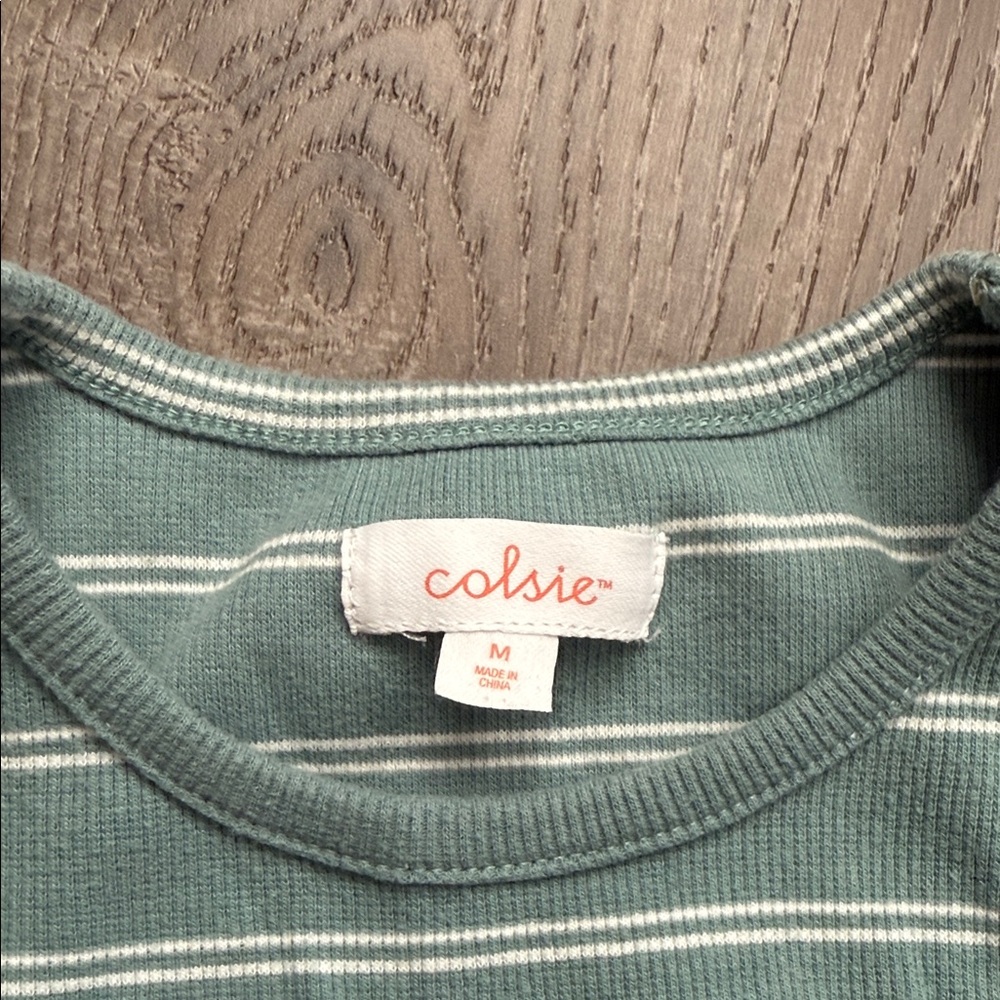 Colsie Teal Striped Pajama Set Medium - Picture 5 of 8